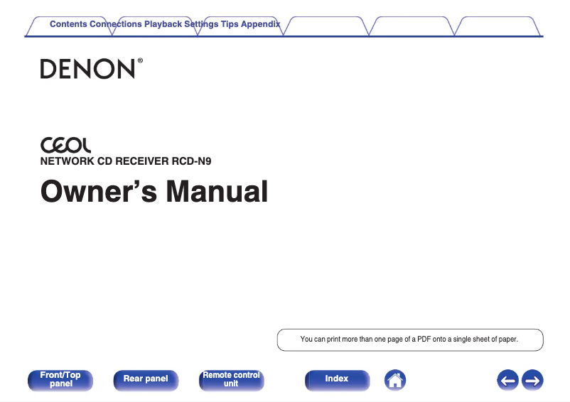 Page n°1 - Manuel utilisateur Denon RCD-N9