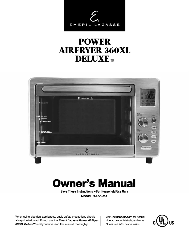 Page 1 de la notice Manuel utilisateur Emeril Lagasse Power AirFryer 360XL Deluxe S-AFO-004