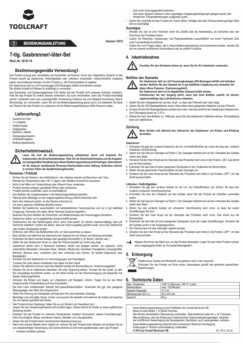 Page 1 de la notice Manuel utilisateur Toolcraft PT-237