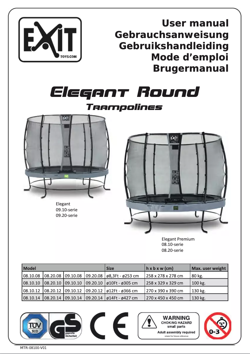 Page 1 de la notice Manuel utilisateur EXIT Elegant Premium