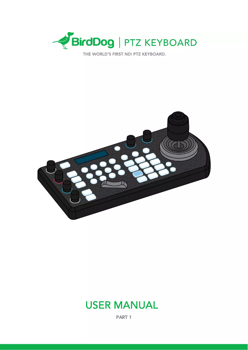 Page 1 de la notice Manuel utilisateur BirdDog PTZ Keyboard