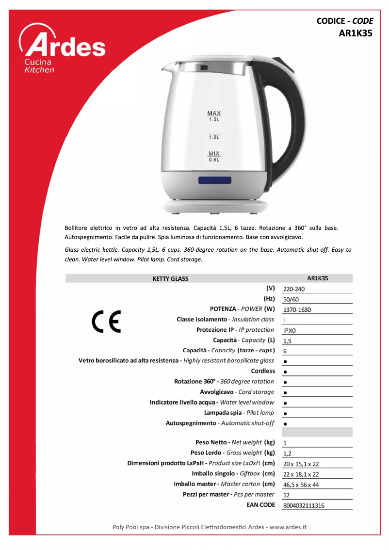 Image de la première page du manuel de l'appareil AR1K35