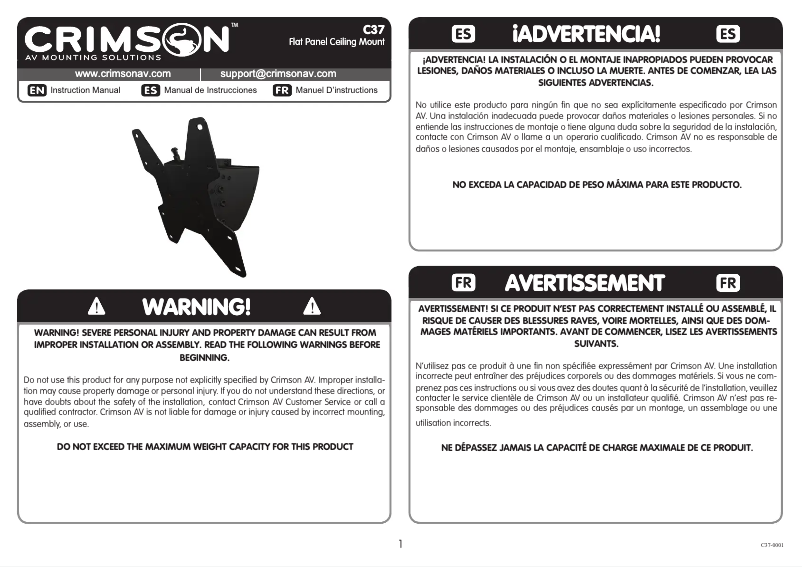 Page 1 de la notice Manuel utilisateur Crimson C37