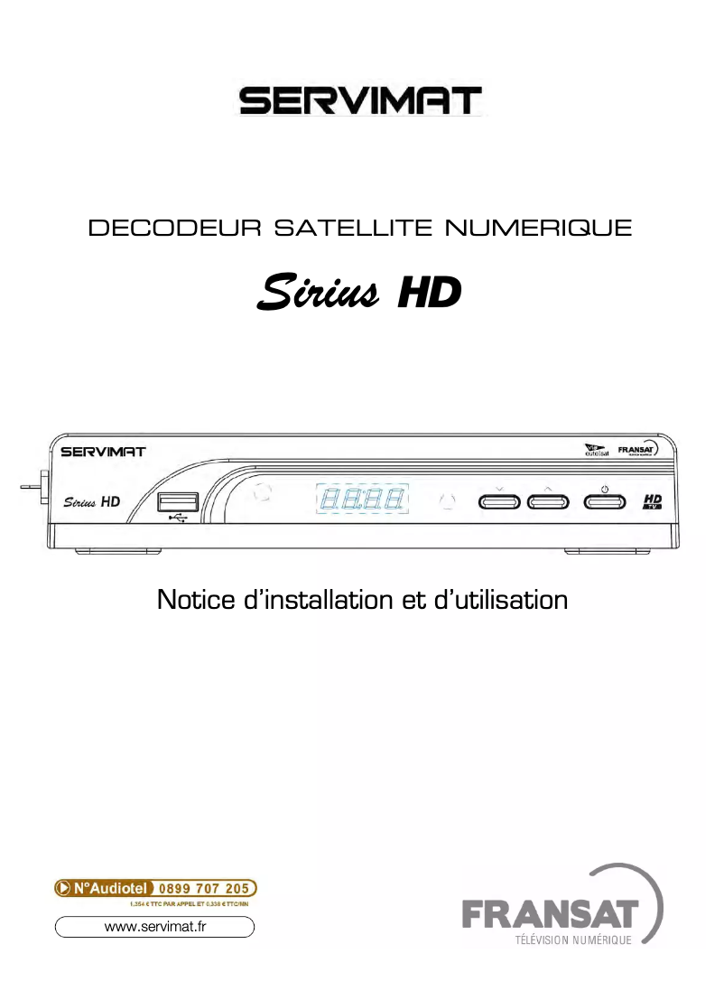 Page n°1 - Manuel utilisateur Servimat Sirius HD (Fransat)