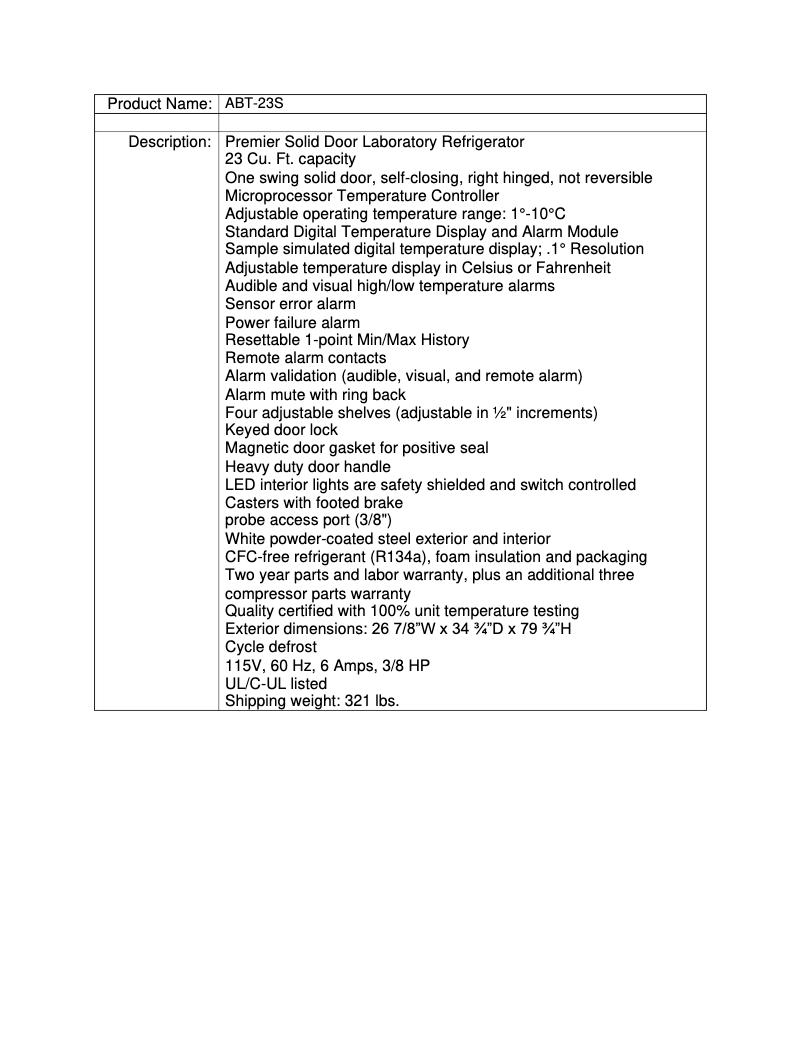 Page 1 de la notice Manuel utilisateur American BioTech Supply ABT-23S