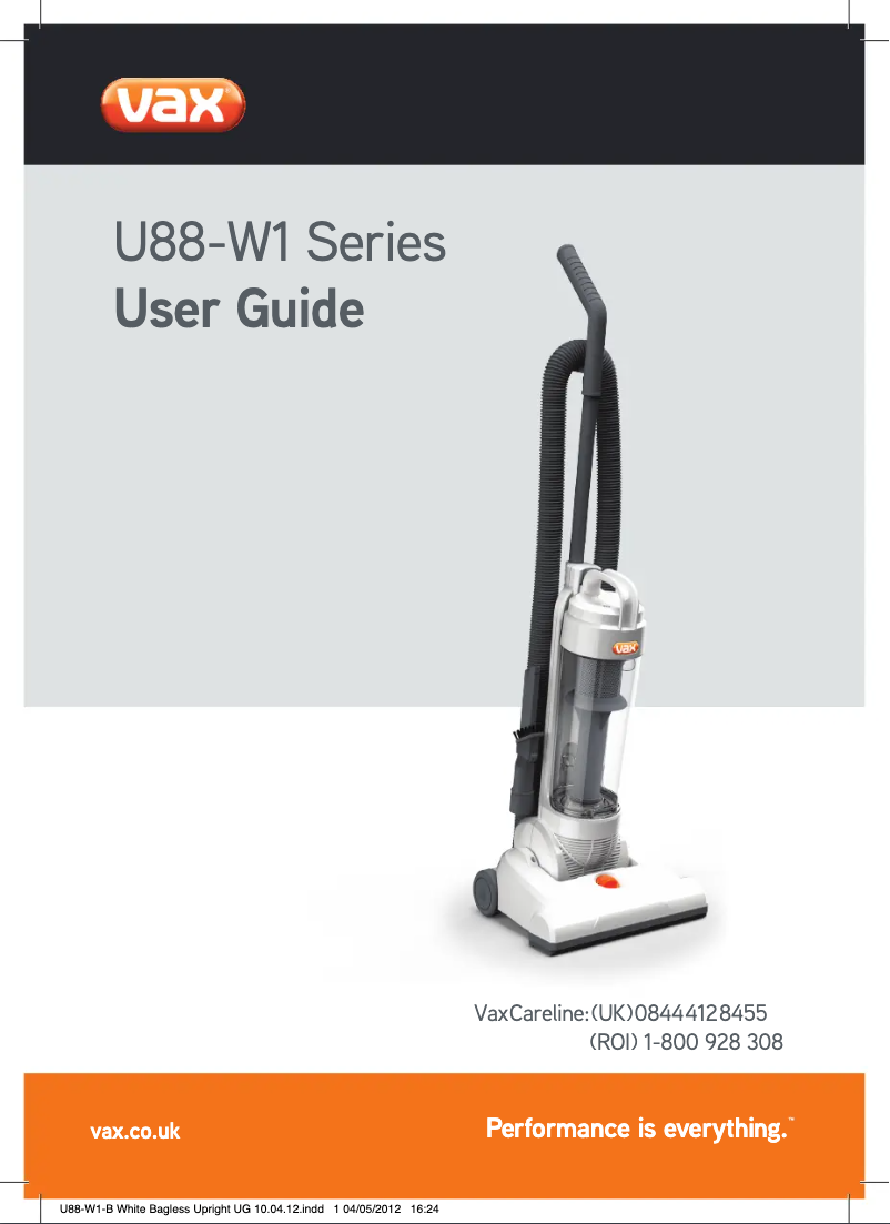 Page 1 de la notice Manuel utilisateur Vax U88-W1-B