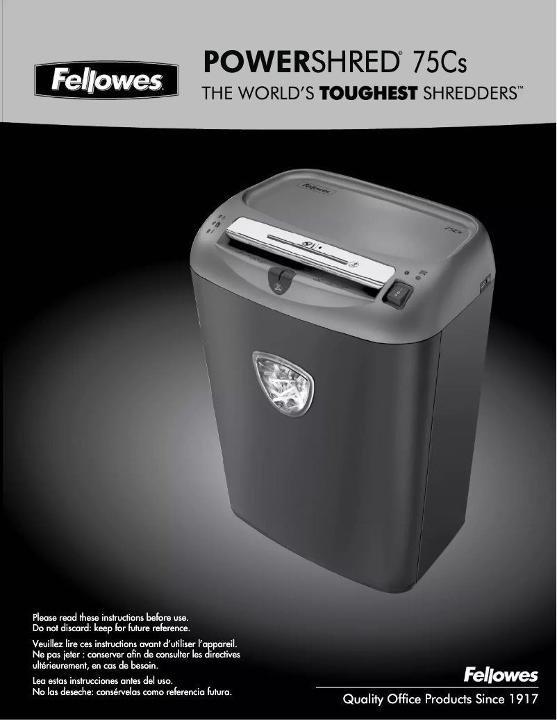 Page 1 de la notice Manuel utilisateur Fellowes Powershred 75Cs