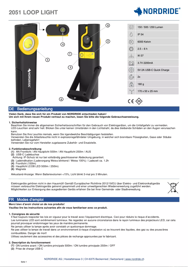 Image de la première page du manuel de l'appareil 2051 Loop Light