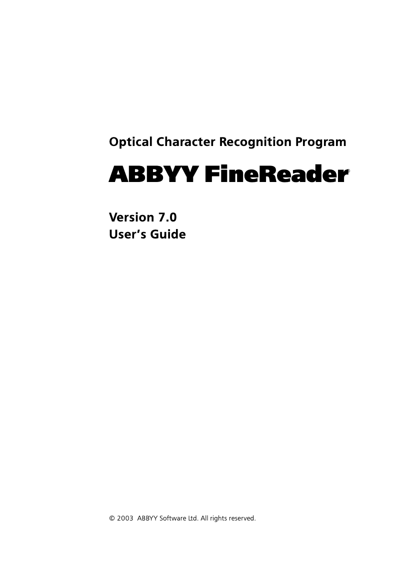Page 1 de la notice Manuel utilisateur ABBYY FineReader 7