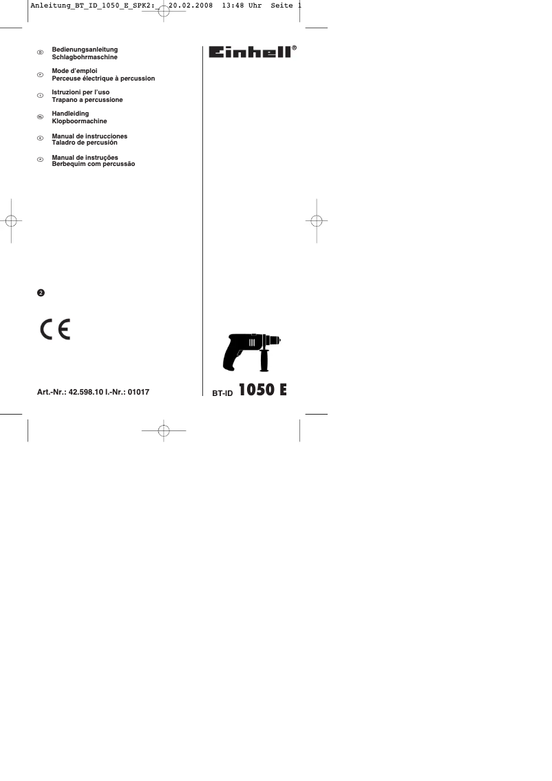 Page n°1 - Mode d'emploi Einhell BT-ID 1050 E