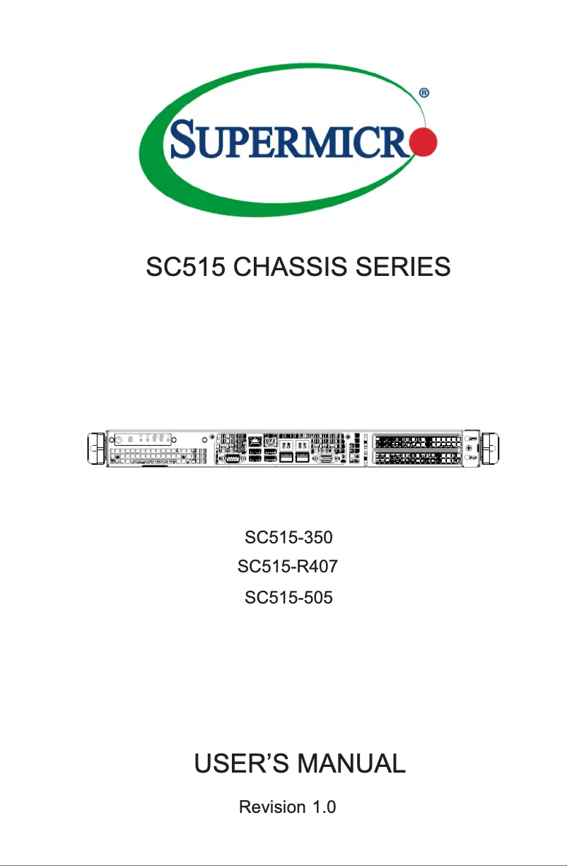 Page 1 de la notice Manuel utilisateur Supermicro SuperChassis CSE-515-R407
