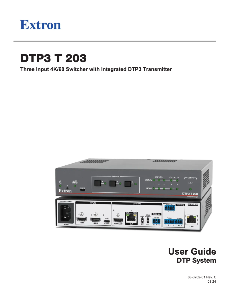 Page 1 de la notice Manuel utilisateur Extron DTP3 T 203