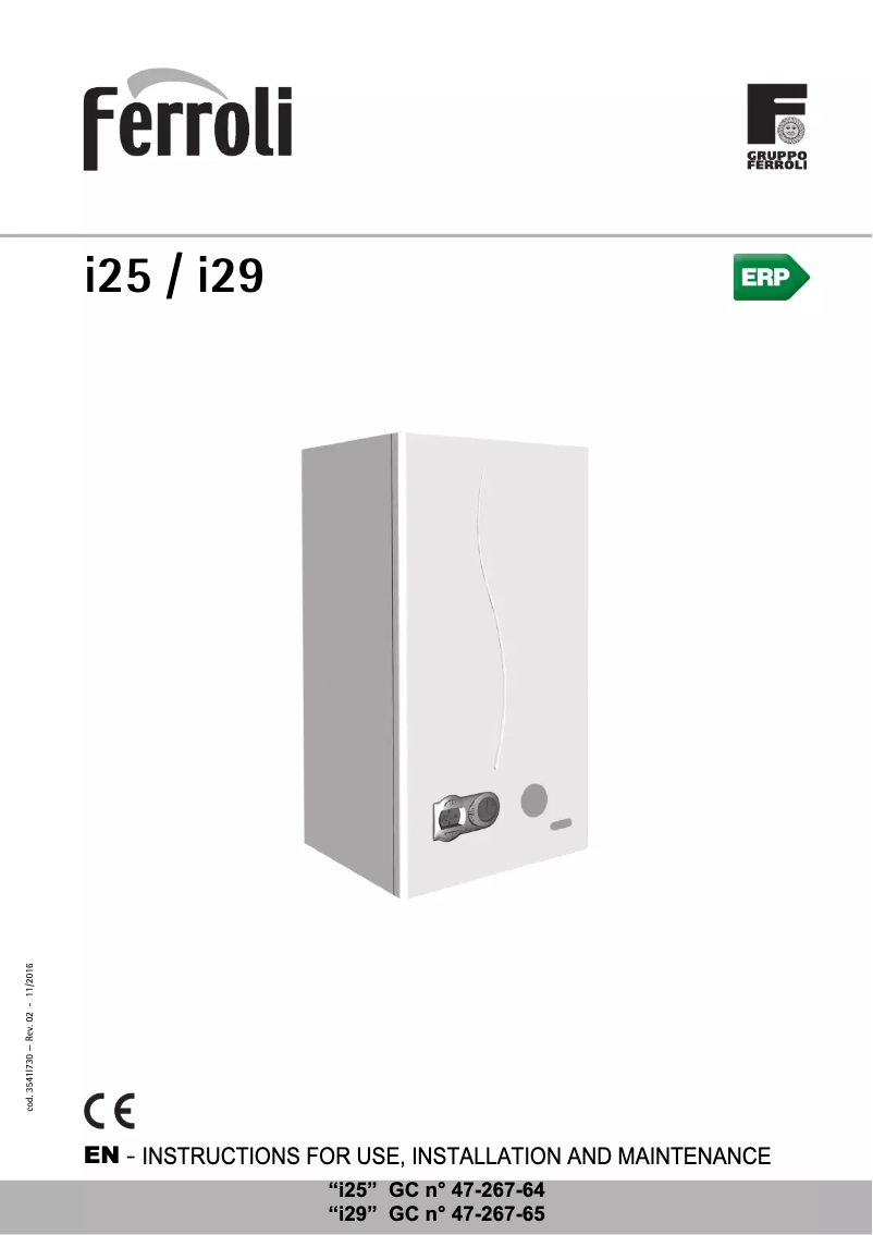 Page 1 de la notice Manuel utilisateur Ferroli i25