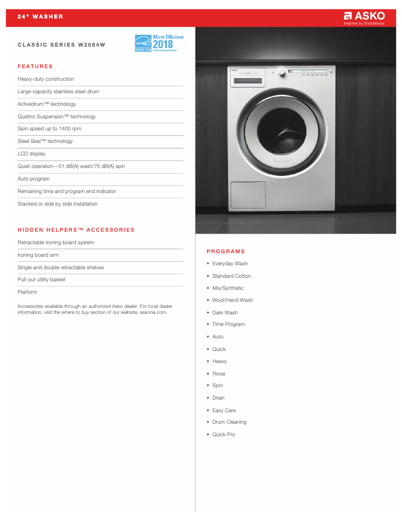 Image de la première page du manuel de l'appareil W2084W