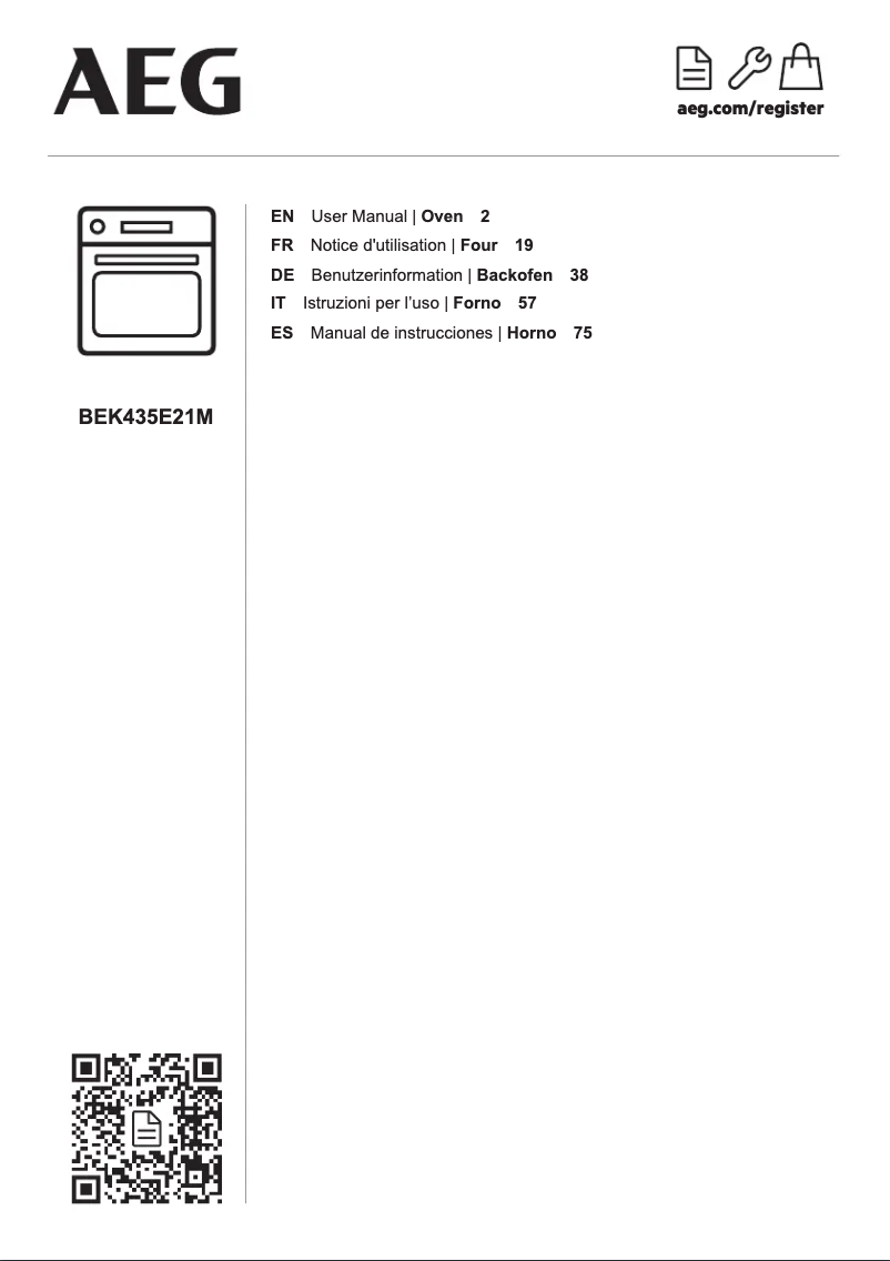 Page n°1 - Manuel utilisateur AEG BEK435E21M