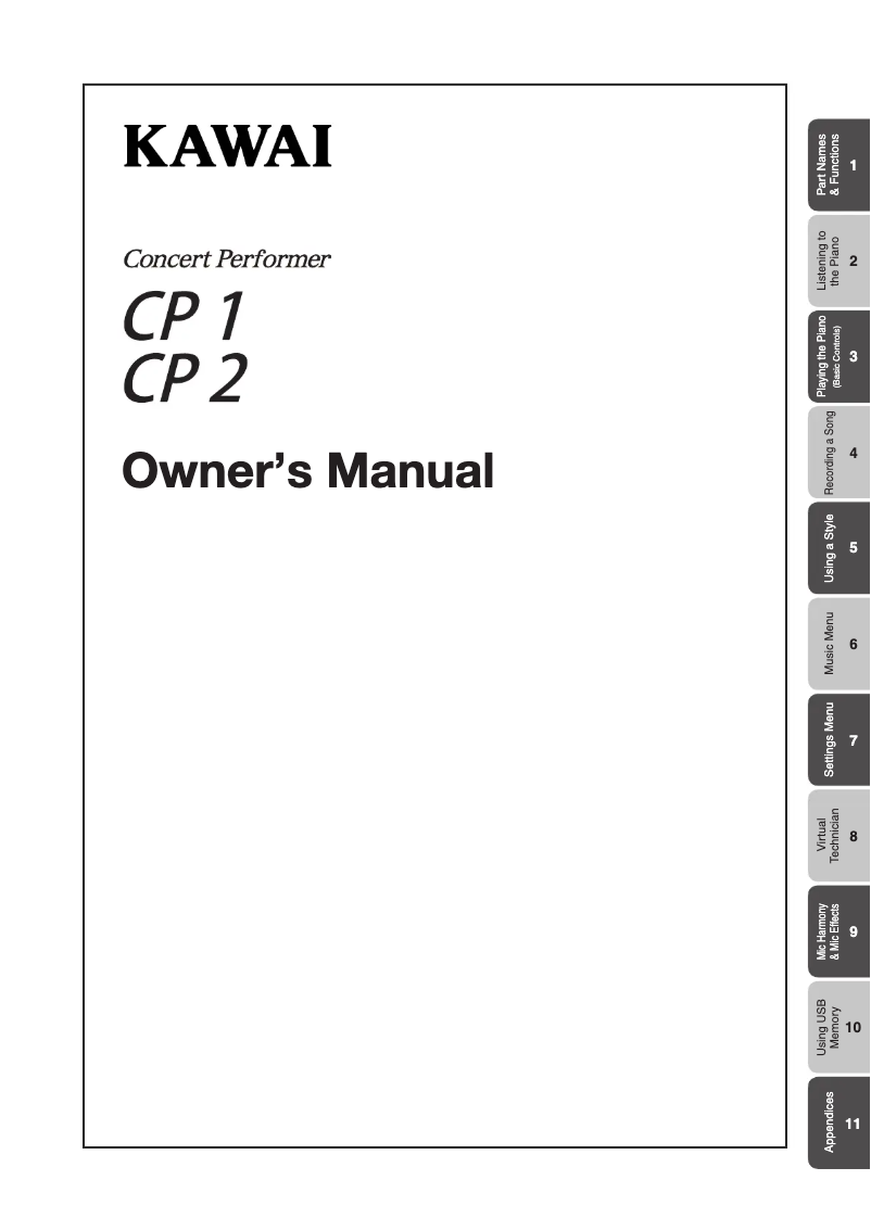 Page 1 de la notice Manuel utilisateur Kawai Concert Performer CP1