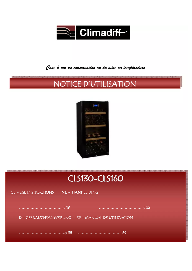 Page n°1 - Manuel utilisateur Climadiff CLS130