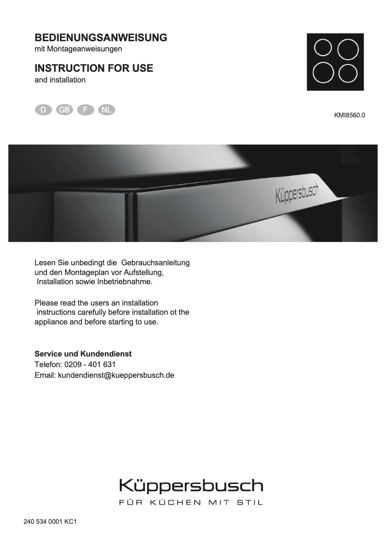 Página 1 del manual Manual de usuario Küppersbusch KMI8560.0SR