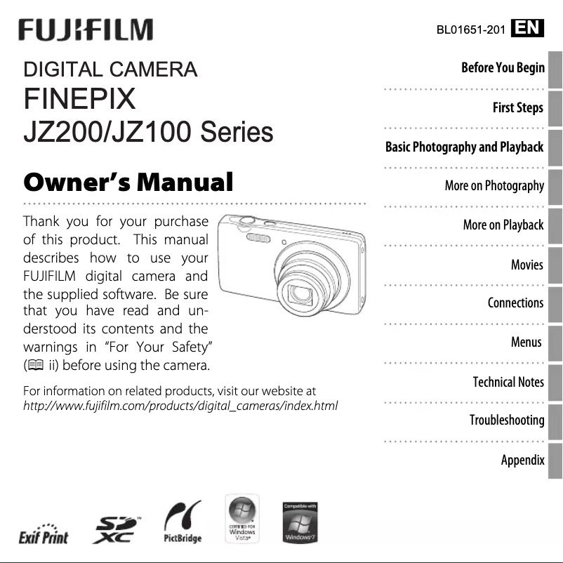Page n°1 - Manuel utilisateur Fujifilm Finepix JZ200