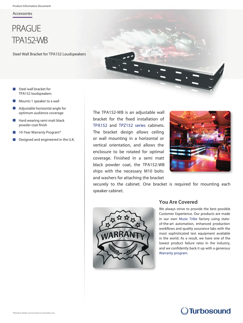 Page n°1 - Fiche technique Turbosound Prague TPA152-WB