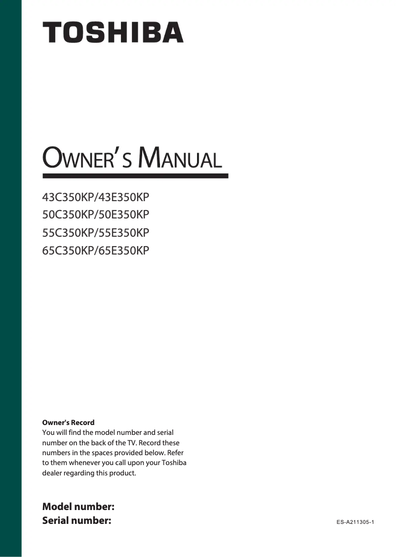 Page n°1 - Manuel utilisateur Toshiba 75C350KP