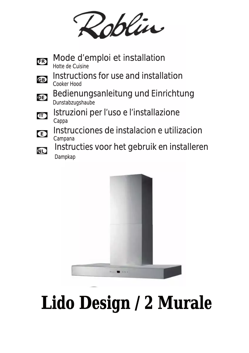 Page 1 de la notice Manuel utilisateur Roblin Lido Design /2 900 Murale