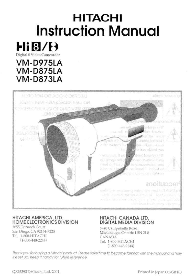 Page n°1 - Manuel utilisateur Hitachi VM-D975LA