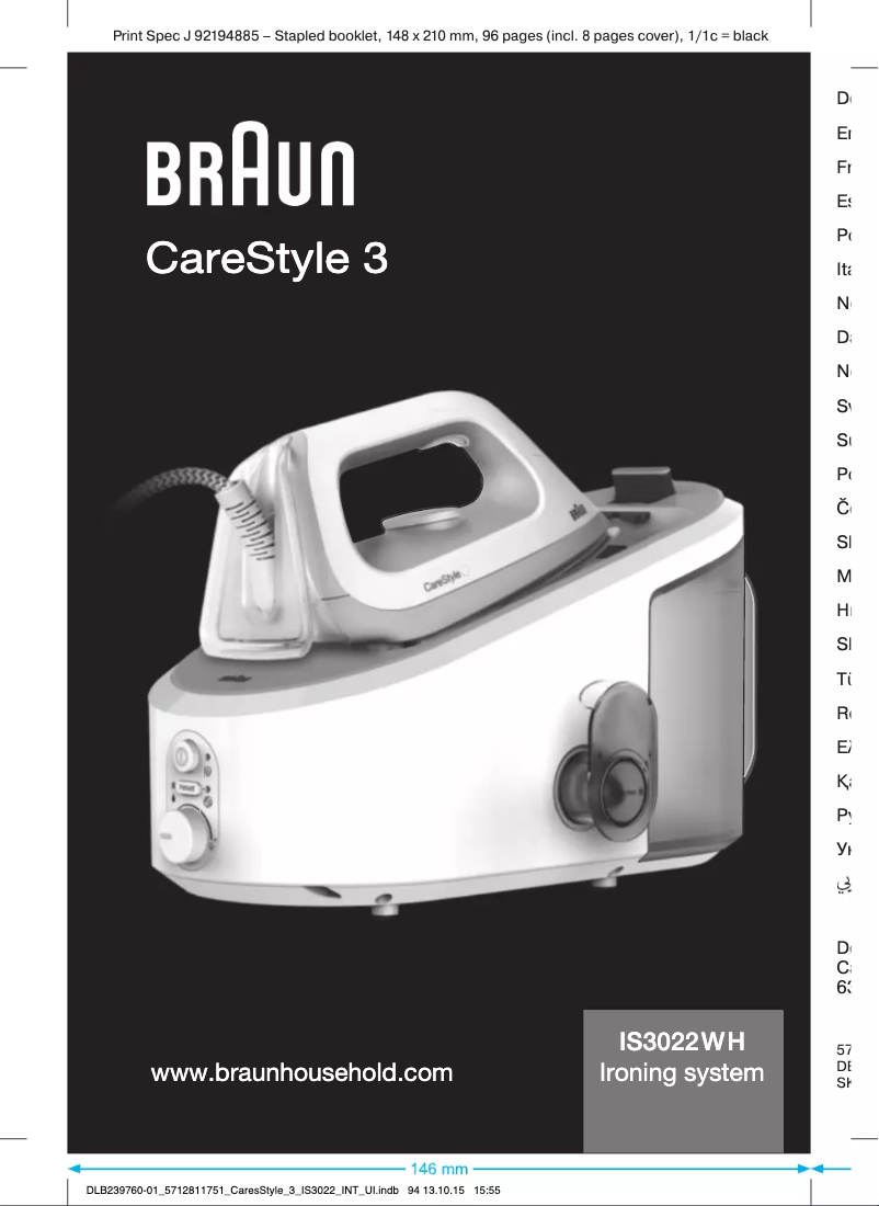 Page 1 de la notice Manuel utilisateur Braun CareStyle 3 IS 3022