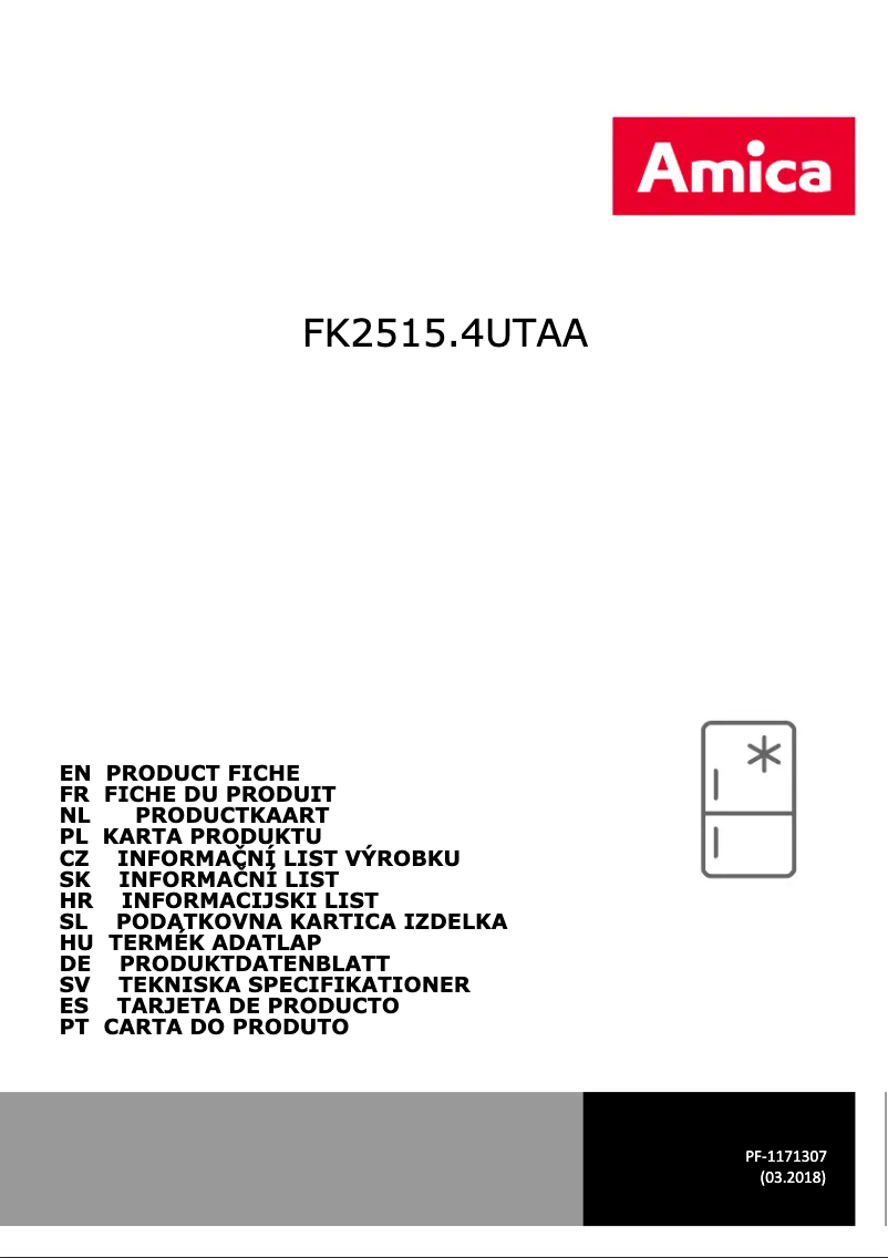 Page n°1 - Manuel utilisateur Amica FK2515.4UTAA