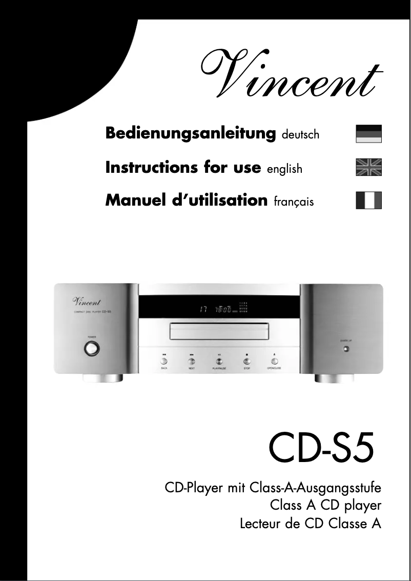 Página 1 del manual Manual de usuario Vincent CD-S5