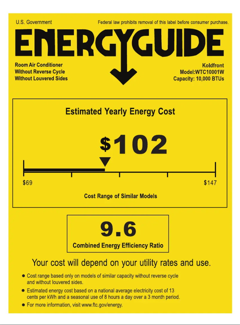 Page n°1 - Label énergétique Koldfront WTC10001W