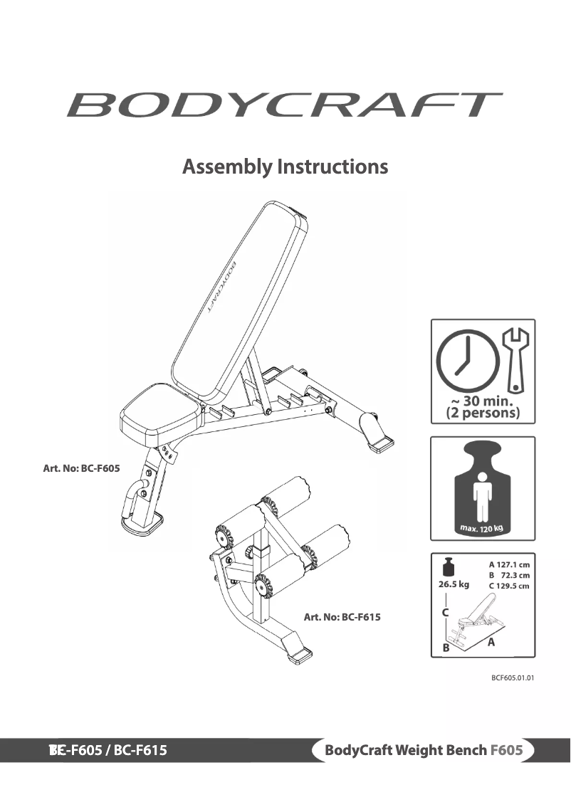 Page 1 de la notice Manuel utilisateur BodyCraft F605