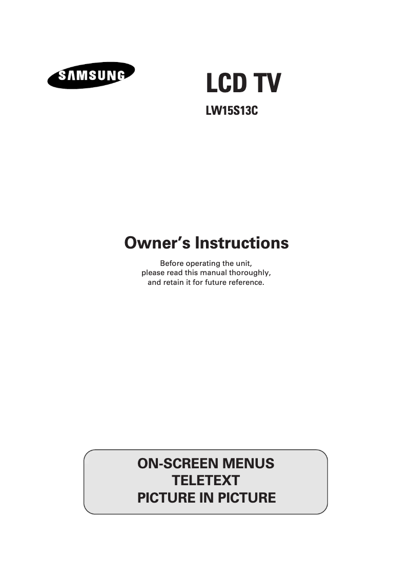 Image de la première page du manuel de l'appareil LW15S13C