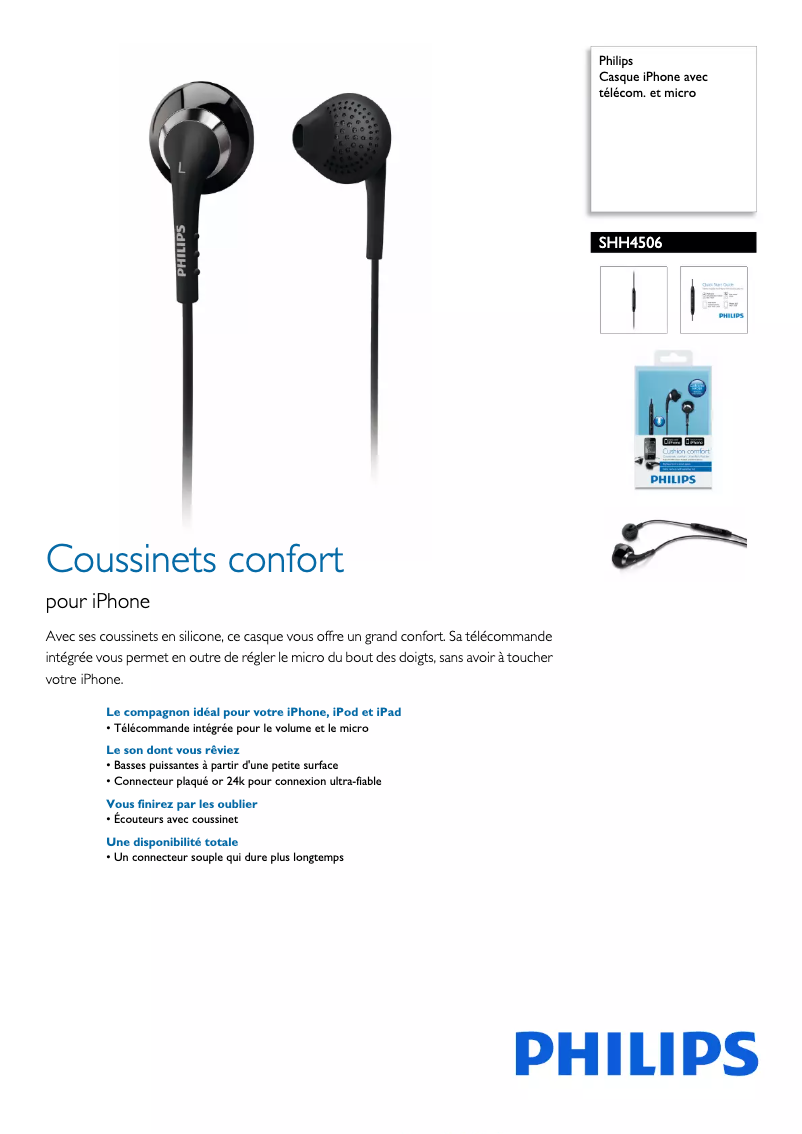Page 1 of the manual Technical Sheet Philips SHH4506