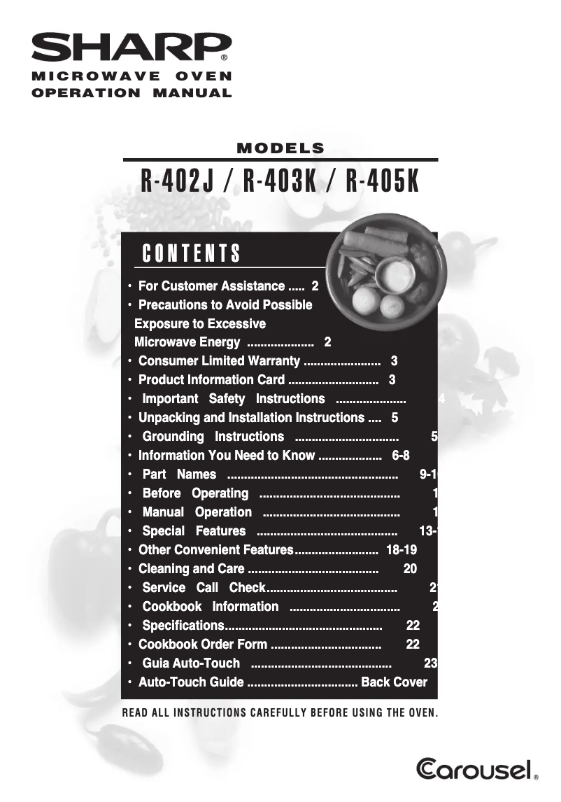 Image de la première page du manuel de l'appareil R402JWT