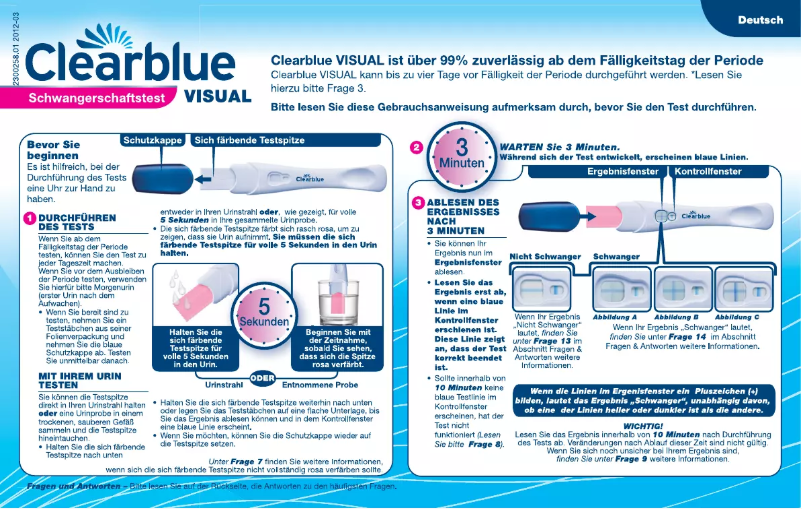 Page 1 de la notice Manuel utilisateur Clearblue Visual