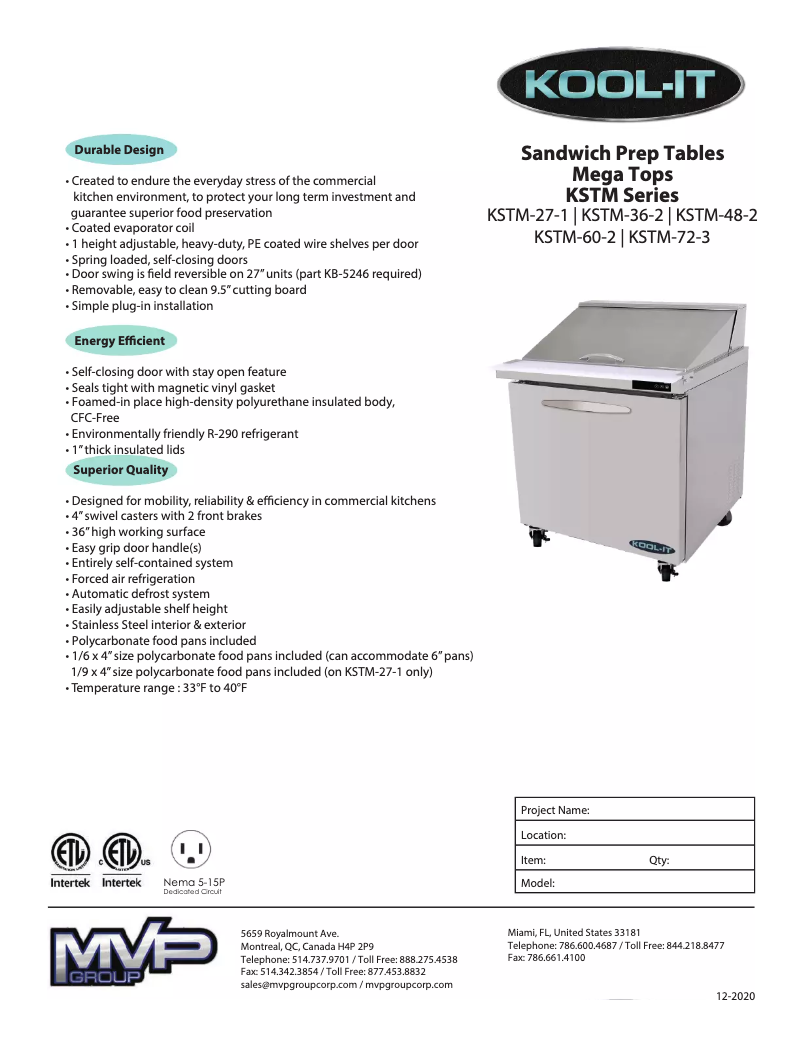 Page 1 de la notice Manuel utilisateur Kool-It KSTM-72-3