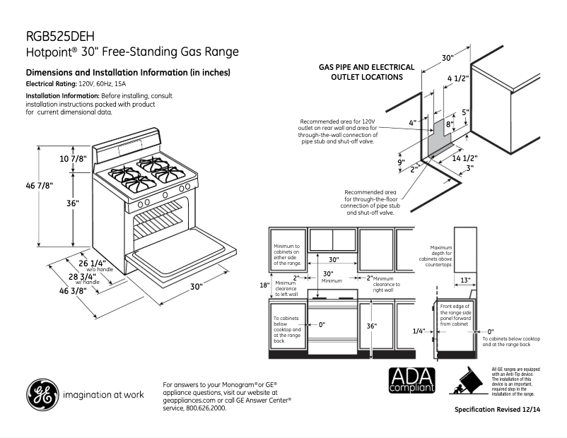 Page 1 de la notice Fiche technique Hotpoint RGB525DEHWW