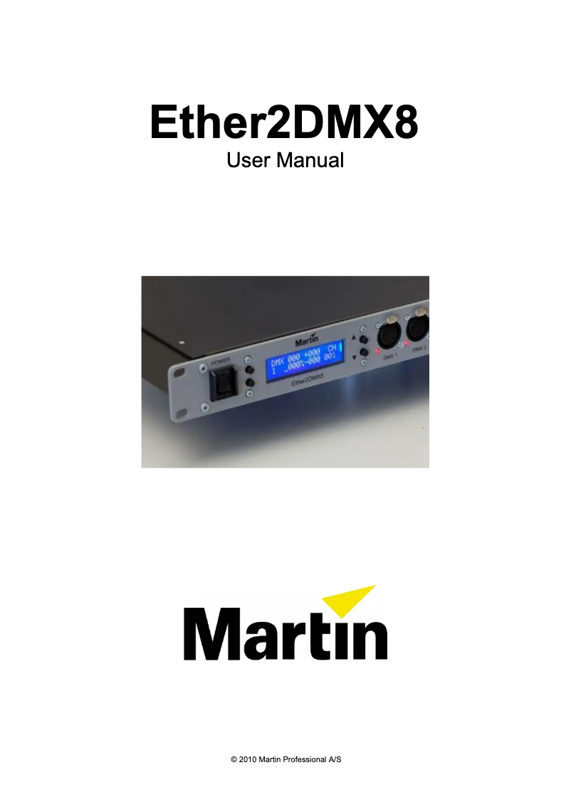 Page n°1 - Manuel utilisateur Martin Ether2DMX8