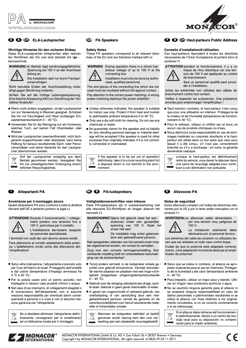 Page 1 de la notice Manuel utilisateur Monacor GLS-351/GR