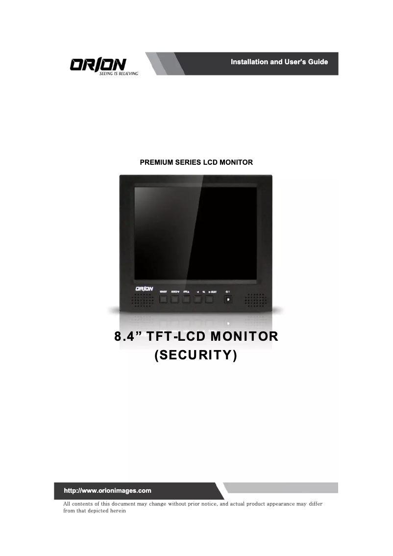 Page n°1 - Manuel utilisateur Orion Premium 8RTF