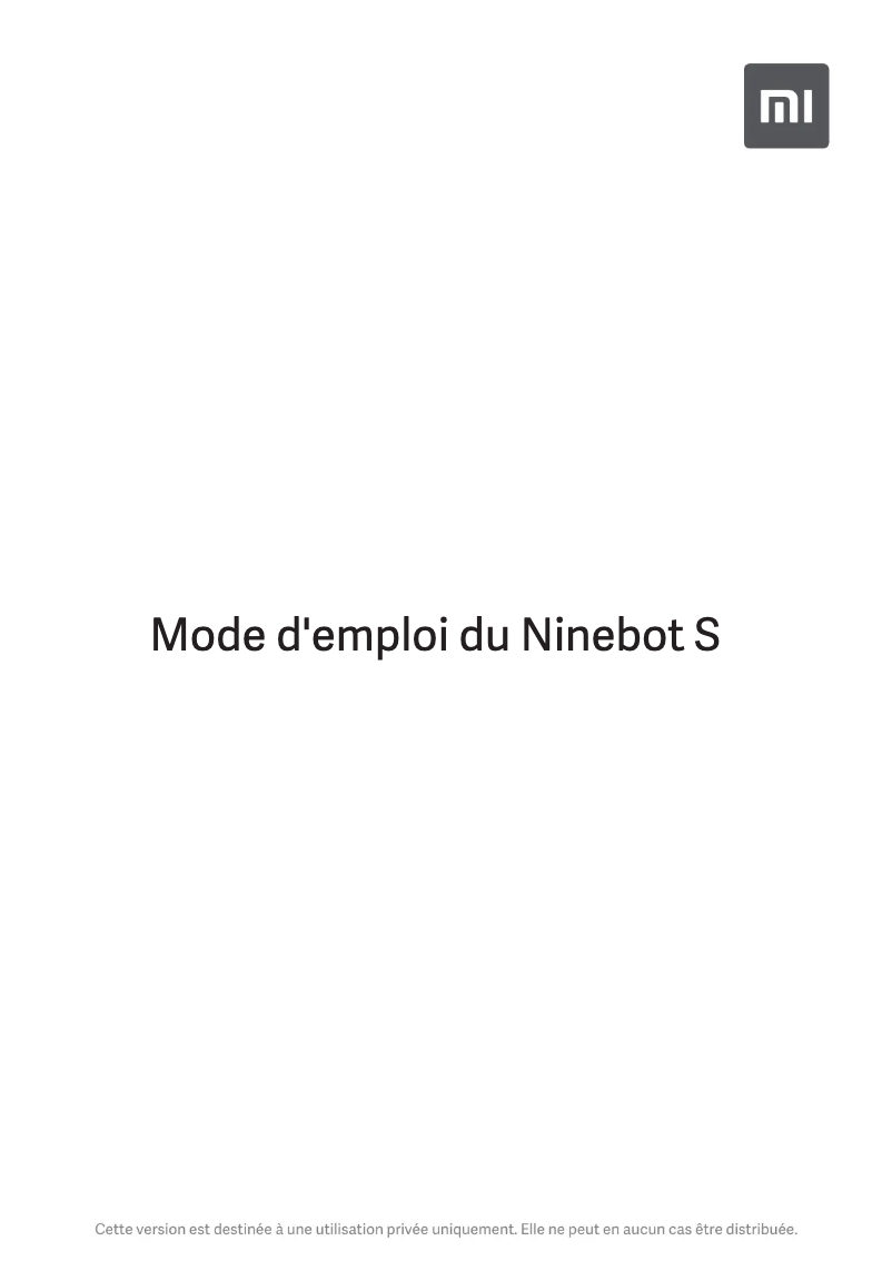 Page 1 de la notice Manuel utilisateur Xiaomi Ninebot S