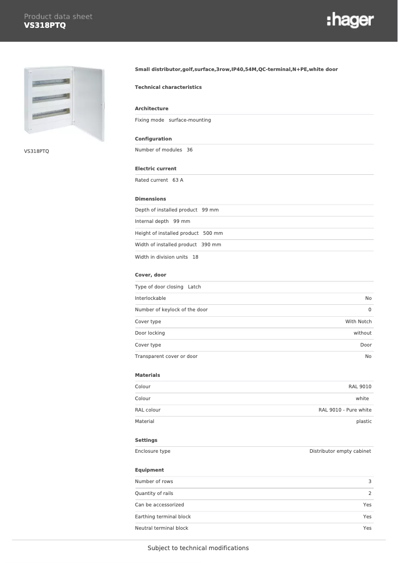 Imagen de la primera página del manual del dispositivo VS318PTQ