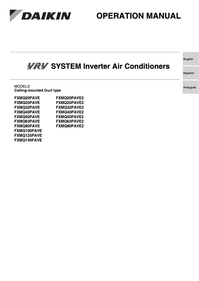 Página 1 del manual Manual de usuario Daikin FXMQ140PAVE
