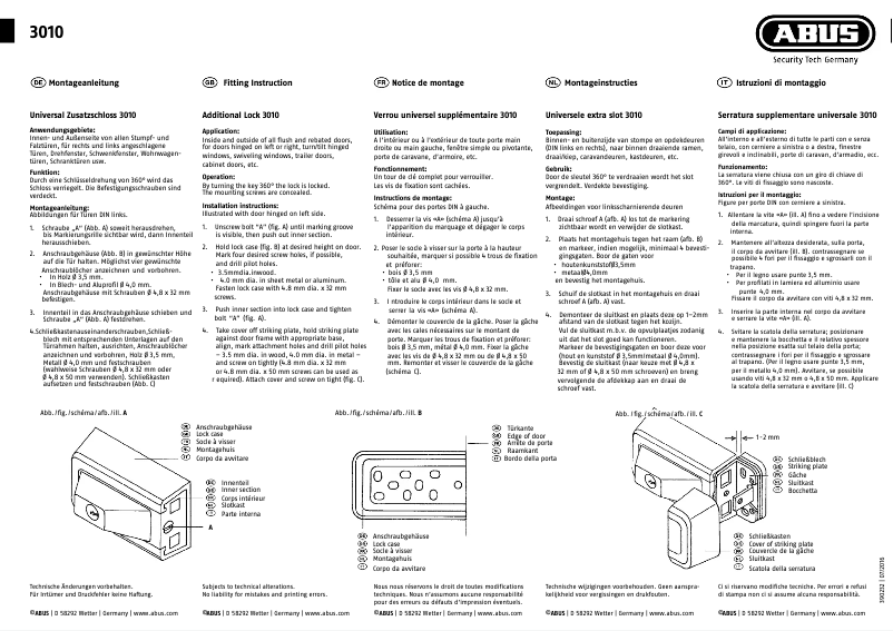 Page n°1 - Manuel utilisateur Abus 3010