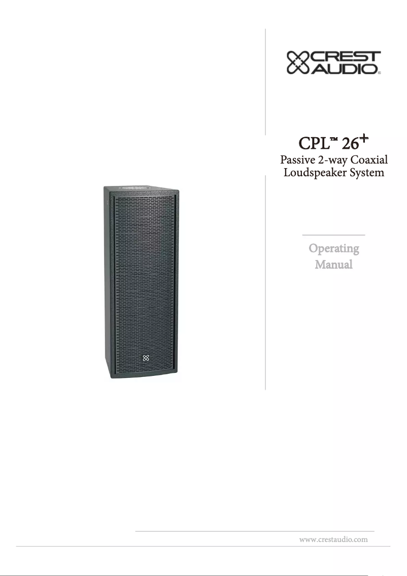 Page n°1 - Manuel utilisateur Crest Audio CPL 26+