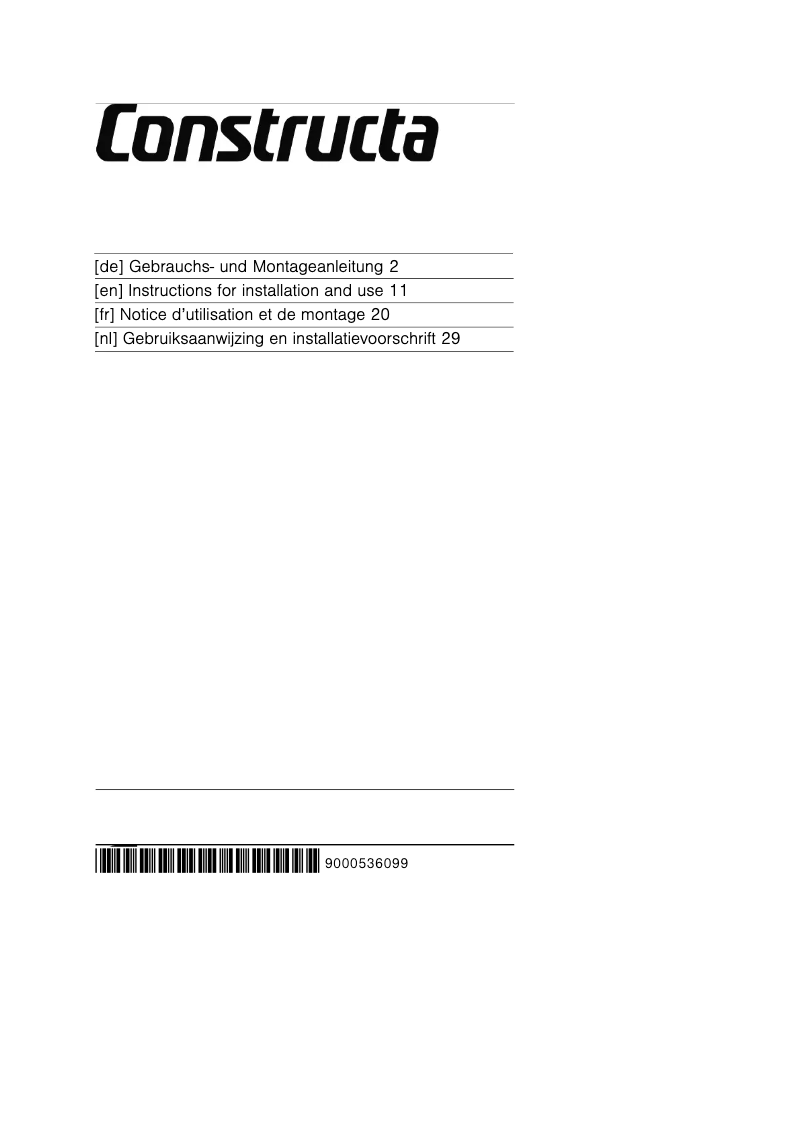 Page n°1 - Manuel utilisateur Constructa CD649651