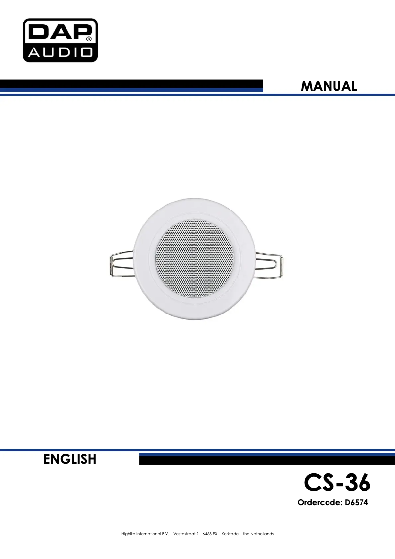 Page n°1 - Manuel utilisateur DAP-Audio CS-36