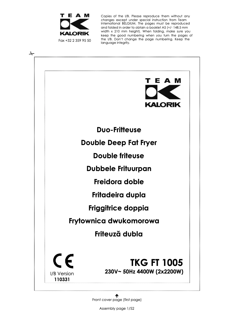 Page 1 de la notice Manuel utilisateur Team TKG FT 1005