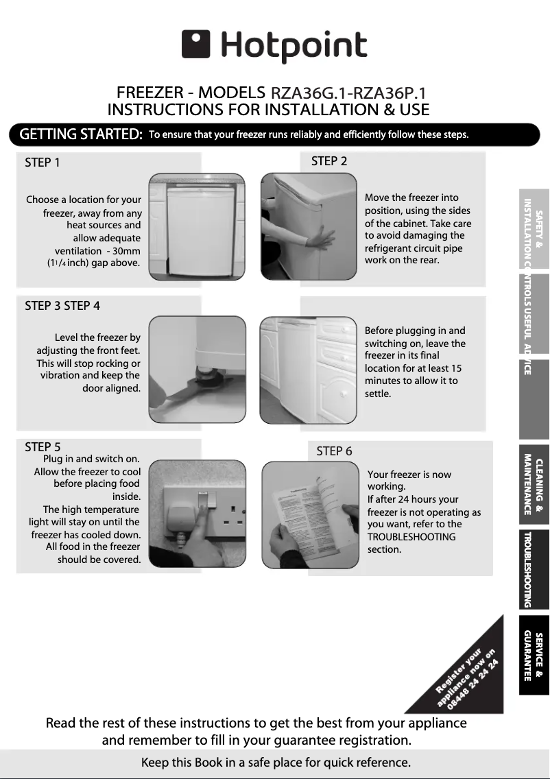 Page 1 of the manual Instructions / Assembly Hotpoint RZA36P 1